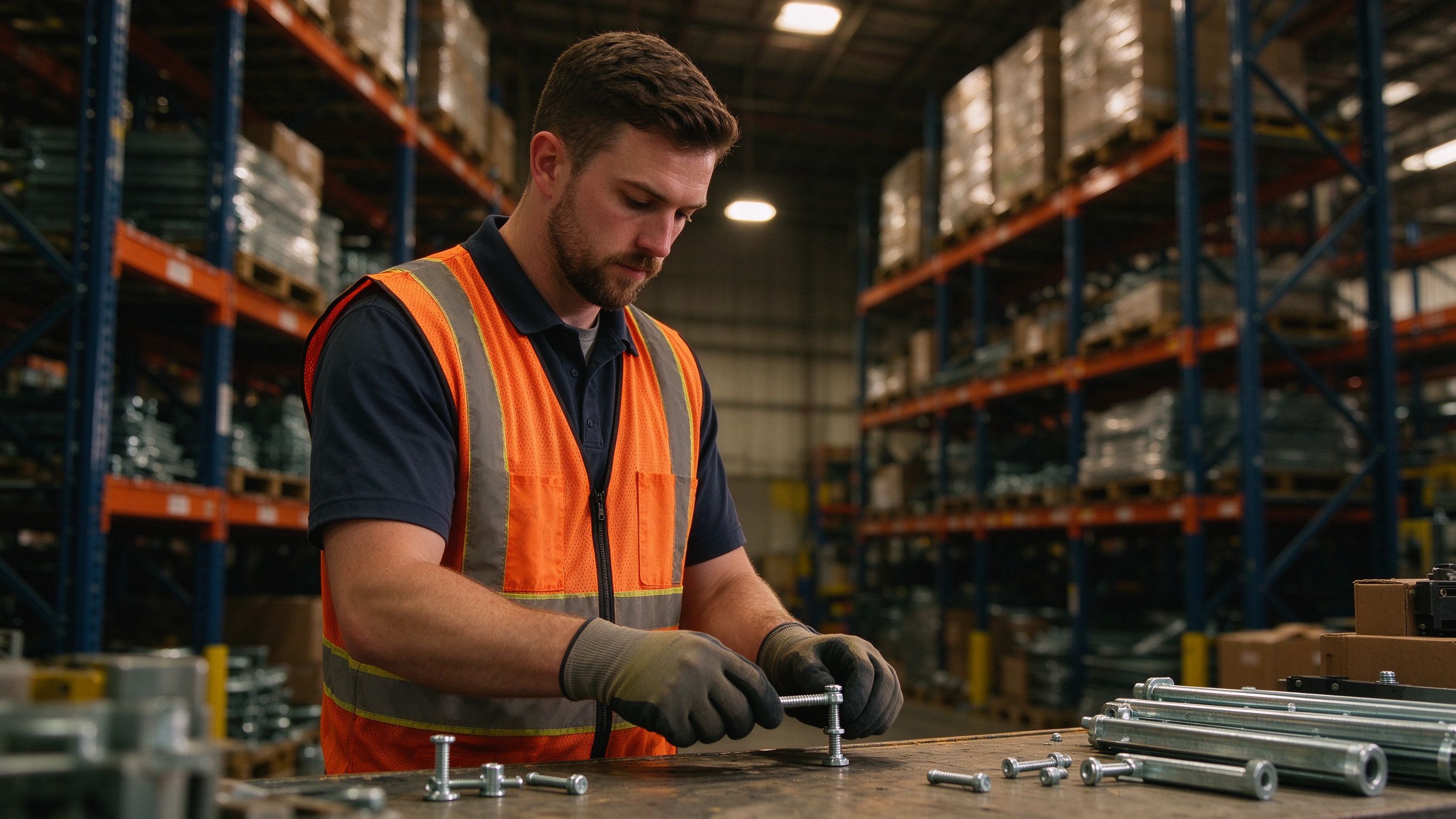Joybest warehouse technician working at a bench